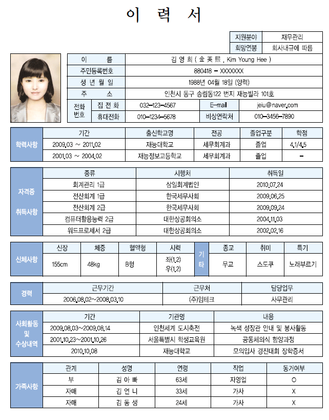 Tải 15 Mẫu CV(이력서) tiếng Hàn thực tế để bạn tham khảo